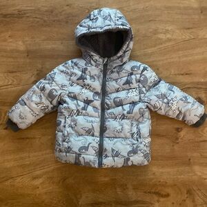 Adorable boy’s winter dinosaur jacket
